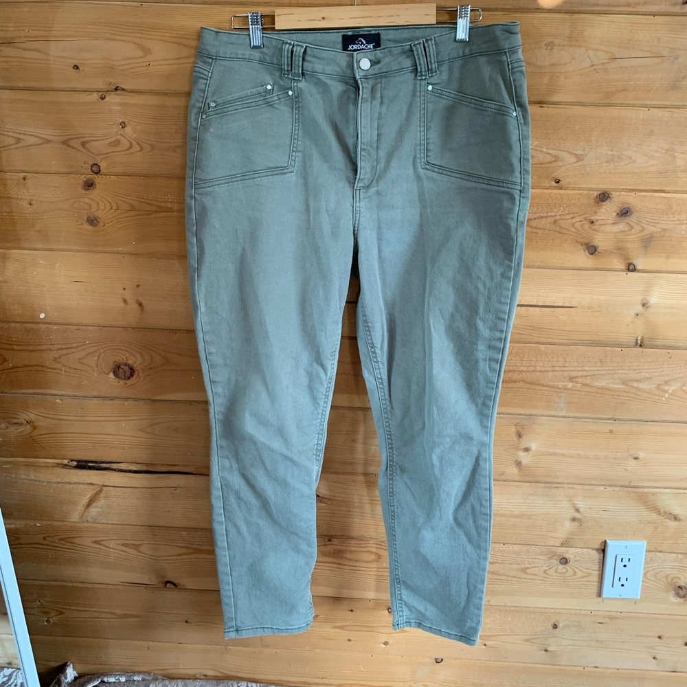Vintage Olive Green Ankle Skinny Jeans Women Size 16 Jordache